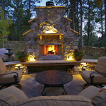 lighted outdoor living area